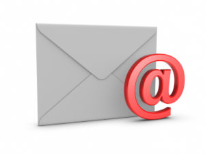 A red email sign next to an envelope.