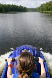 A person on a jet ski in the water.